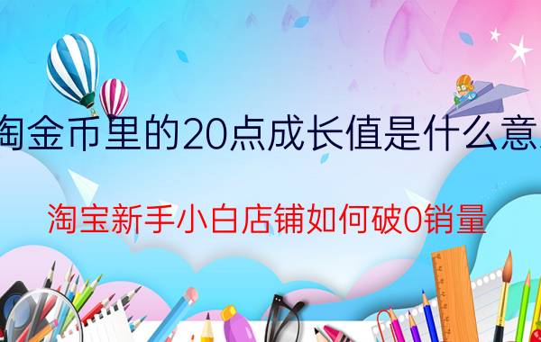 淘金币里的20点成长值是什么意思 淘宝新手小白店铺如何破0销量？